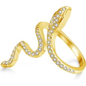 Kahfl-Bague Serpent En Argent Pour Homme Et Femme-Style Gothique Vintage Punk-Réglable-50 À 65 Mm-Bague Serpent Ouverte Avec Zircone Cubique-Unisexe-Avec Boîte Cadeau-Cadeau - Neuf