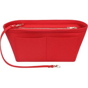 TIANYI-Feutre Sac à Main Organisateur Multi Poches Fourre-Tout pour Femmes (Rouge, Grand) - Neuf