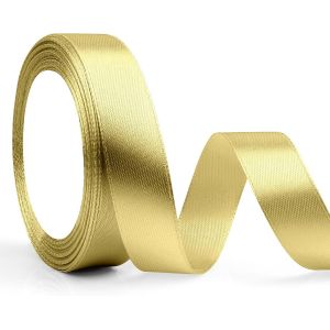 Rubans En Satin Dor&eacute; Champagne Pour Emballage Cadeau Et D&eacute;coration - 20 Mm X 23 M - Neuf