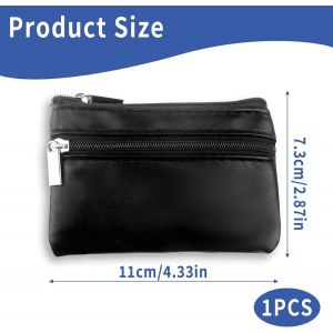 CAUC-&Eacute;tui &agrave; Cl&eacute;s Noir, 11x8 cm, Porte Monnaie en Cuir PU pour Femme et Homme, Portefeuille Multifonction avec Compartiment, Porte-Cl&eacute;, et Porte Carte, Id&eacute;al pour Un Usage Quotidien - Neuf