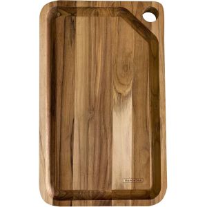 - - Planche &Agrave; D&eacute;couper Kitchen 40x24x1,8cm En Bois De Teck Fsc - Rigole &Agrave; Jus Pour Viande. Qualit&eacute; Premium, Durable Et &Eacute;cologique. Parfaite Pour Pr&eacute;parer Et Servir. - Neuf