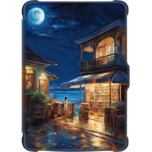 Coque Pour Kobo Clara Hd 2018 Etui Cuir Silicone Flip 360&deg; Auto Veille Ou R&eacute;veil Magn&eacute;tique Case Airbag Antichoc Design Librairie En Bord De Mer Fille Etanche Housse Kobo Clara 2018 Hd &Eacute;cran 6"" (2) - Neuf