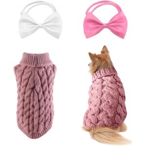 Jgd-Pull Et Mouches Pour Animal De Compagnie, Manteau D'hiver Chaud, Col Roul&eacute; Pour Chats Et Chiens (M, Rose) - Neuf