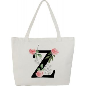 Sjzg-Tote Bag Personnalis&eacute;, 100% Toile De Coton, Sac Tissus Avec Pr&eacute;nom, Imprim&eacute; De A &Agrave; Z, Doubl&eacute;, Cadeau Personnalis&eacute; Maitresse - Neuf