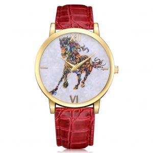 Lvpai Mode R&eacute;tro Rond Alliage Cuir Bande Quartz Femmes Montre-Bracelet (Rouge) - Neuf