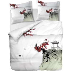 Parure De Lit Pi&iquest;&iquest;Ces Avec Housse De Couette Et Taies D'oreiller,Peinture Chinoise, X Cm / X Cm X ,Multi - Neuf