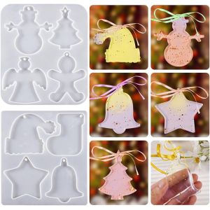 8 Pi&egrave;ces Moules En R&eacute;sine De No&euml;l Moule Pendentifs En Silicone Ornements Suspendus De No&euml;l Moulage De Cristaux &Eacute;poxy Christmas Resin Mold - Neuf