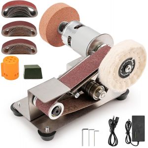 Ulteronixshop-Kit mini ponceuse &agrave; bande, Aff&ucirc;teurs &eacute;lectrique 15&deg;, petite meuleuse d'&eacute;tabli &agrave; 7 vitesses, pour la fabrication de couteaux, l'aff&ucirc;tage des bords d'outils, le travail du bois et du m&eacute;ta - Neuf