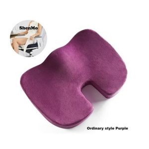 Coussin de si&egrave;ge pour chaise de bureau, coussin de si&egrave;ge de voiture en mousse &agrave; m&eacute;moire de forme pour soulager la pression, coussin de si&egrave;ge pour fauteuil roulant et soulager les douleurs au coccyx (style ordinaire violet) - Neuf