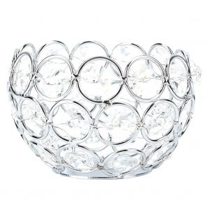 Bougeoir en cristal pour decoration de table, mariage, anniversaire (argent) - Neuf