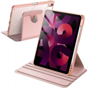 NAERYUT-Coque Rotative Pour Ipad Air 11 Pouces M3/M2 (2025/2024),Ipad Air 5/4 (2022/2020 5Ème/4Ème) Avec Porte Pencil,Étui Housse De Protection Rotation À 360 Degrés Support (Or Rose) - Neuf