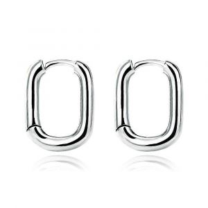 Boucles D'oreilles Ovales En Argent Huggie Pour Les Femmes,Petites Boucles D'oreilles Hypoallerg&eacute;niques En Argent Pour Les Oreilles Sensibles,Boucles D'oreilles Carr&eacute;es Pour Les Cadeaux - Neuf