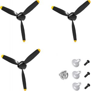 Lot de 3 h&eacute;lices &agrave; 3 lames pour avion RC avec &eacute;conomiseurs d'h&eacute;lice et un adaptateur pour avion VOLANTEXRC 761-11 761-12 761-13 P40 BF109 - Neuf