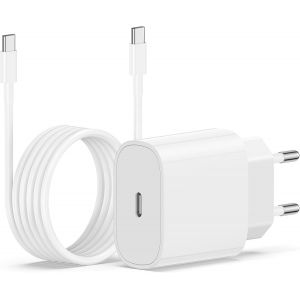 Chargeur iPhone 15 16 17, 20W USB C Chargeur Rapide 2M C&acirc;ble C to C pour iPhone 17/17 Pro/16/16 Pro Max/15 Pro/15 Plus iPad Pro 12.9/11 inch, Air 5 4, Samsung Galaxy,Adaptateur Secteur - Neuf
