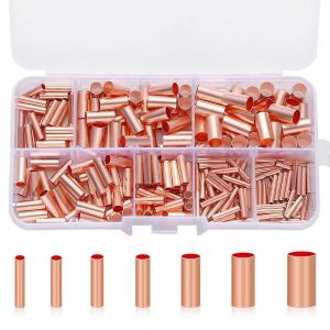 250Pcs Kit d'embouts de fil 7 taille connecteur à sertir en cuivre non isolé kit d'assortiment de bornes bout à bout électriques - Neuf