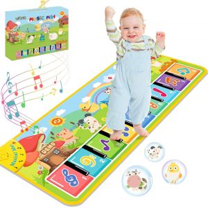 Tapis piano musical interactif avec animaux lumiere et sons format pliable jouet musical educatif - Neuf