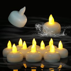 Bougies Flottantes &Agrave; Led,12 Bougies Sans Flamme &Eacute;tanches &Agrave; Piles Bougies Chauffe-Plat Flottantes Scintillantes Pour Mariage,F&ecirc;te D'anniversaire,Bain,Bain &Agrave; Remous,- - Neuf