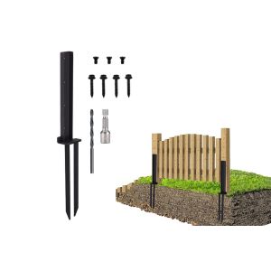 Kit d'ancrage pour poteau de cl&ocirc;ture H Design pour la r&eacute;paration et la stabilisation - Neuf