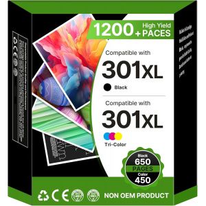 JEXNOVASHOP-301XL Cartouches d'encre Remplacement pour HP Cartouche 301 XL Noir et Couleur pour HP 301XL Encre pour Envy 4500 5530 4507 4502 DeskJet 1000 1050 2050 2510 3050 OfficeJet 2620 4630 (2 Pa - Neuf