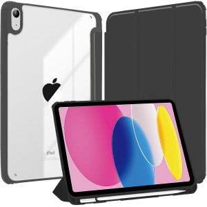 ELVORIX-Coque pour iPad (A16) 11&egrave;me/10&egrave;me G&eacute;n&eacute;ration (2025/2022), avec Porte-Stylet, Coque Transparente Claire, Housse Bord Antichoc, Veille/R&eacute;veil Automatique, Noir - Neuf