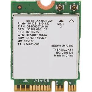 Carte Réseau Wifi 6 Ax200ngw M.2 2230, Double Bande 802.11ax 2.4g 574mbps 5g 2400mbps Bt5.2 Wifi M.2 Adaptateur Réseau Wifi 6 Cartes, Pour 10 11 64bit - Neuf
