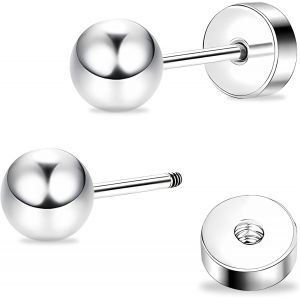 Kal-Boucles D'oreilles En Titane Pour Femme - Boules Plates - Hypoallerg&eacute;niques - Pour Oreilles Sensibles - 6 Mm - Id&eacute;ales Pour H&eacute;lix, Tragus, Cartilage - Neuf