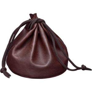 CAUC-Mikkel' Bourse en Cuir avec Liens de Serrage Sac Etui Vintage Portefeuille M&eacute;di&eacute;val Porte-Monnaie Porte Cl&eacute; Coin Purse Cuir V&eacute;ritable - Neuf