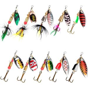 Kwex-10pcs Kit De Leurre De P&ecirc;che, App&acirc;t De P&ecirc;che Spinner, Cuill&egrave;re App&acirc;t &Agrave; P&ecirc;che, Leurres Artificiels En M&eacute;tal, Accessoires De P&ecirc;che Rotatifs, App&acirc;t P&ecirc;che De Paillettes Pour Perche Truite Saumon - Neuf