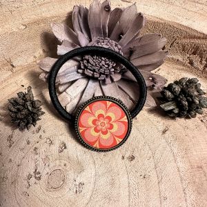 &Eacute;lastique Pour Cheveux Personnalis&eacute; - Fleurs Orange - Fait Main - Neuf