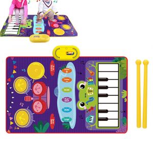Tapis d'&eacute;veil musical 2 en 1 pour tout-petits - Clavier de piano et tambour pour l'&eacute;veil des tout-petits - Neuf