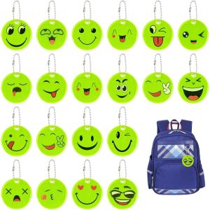 Lot De 36 Réflecteurs De Sécurité Pour Enfants-Porte-Clés Smiley-Pendentif Réflecteur-Pour Cartable,Sac À Dos,Cyclisme - Neuf