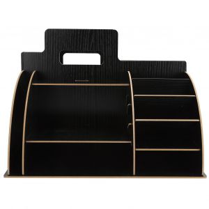 Hjlian Organiseur De Bureau En Bois, Support De Rangement Innovant Pour Cosmetiques Et Papeterie, Pour La Maison Et Le Bureau, Noir - Neuf