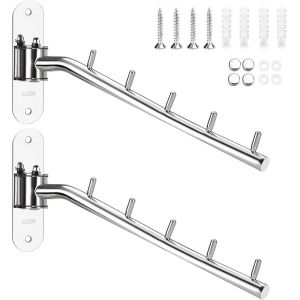 Letnerny-Lot De 2 Cintres Muraux À Bras Oscillant Pour Suspendre Les Vêtements, Organ Urs De Placard, Crochets Pliants, Buanderie, Salle De Bain, Chambre À Coucher (Argenté) - Neuf