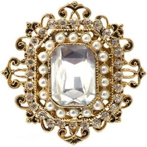 Kjdal-Broche Antique En Strass Pour Femmes Et Filles,Ton Dor&eacute;,Vintage,Baroque,Rectangulaire,Perle En Cristal,Style Boh&egrave;me,Victorien,Broche &Eacute;l&eacute;gante Pour No&euml;l,Festival,Bijou Cadeau - Neuf
