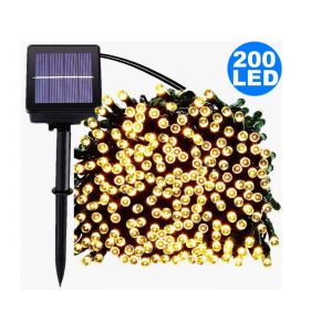 Guirlande Lumineuse Solaire De 22 M Avec 200 Led, 8 Modes D'&eacute;clairage, &Eacute;tanche, Pour Int&eacute;rieur/Ext&eacute;rieur - Neuf