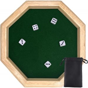 Eryi-Piste De Dés, 25.5cm/10.04 In Plateau De Des En Bois,Plateau De Des, Piste De Des, Piste De Des+Dés & Ceintures, Convient Pour Plateau Jeu De Dés Pour Les Jeux De Table Dnd Et Rpg - Neuf