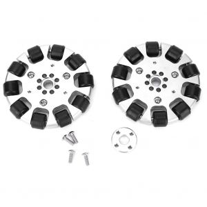 Lot de 2 roues omnidirectionnelles en metal de 7,6 cm avec 10 rouleaux entraines pour robot industriel - Neuf