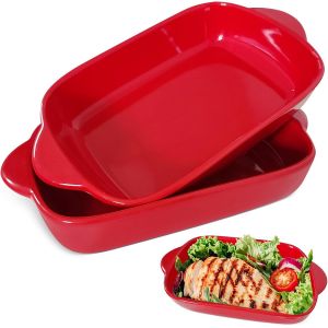 Kalanka-Lot De 2 Plats À Gratin Rectangulaires En Céramique De 23 X 13 Cm Avec Poignée, Pour Lasagnes, Tiramisu Et Cocottes - Neuf