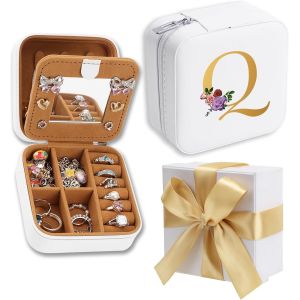 Cadeau Avec Boîte À Ruban,Boîte À Bijoux Blanche Avec Miroir,Boîte À Bijoux De Voyage,Rangement Bijoux - Conteneur Pour Montres,Rouge À Lèvres,Boucles D'oreilles,Colliers (F) - Neuf