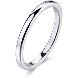 Kal-Alliances En Tungst&egrave;ne De 2 Mm Pour Homme Et Femme Or Rose/Argent Poli Bague De Fian&ccedil;ailles Mariage - Neuf