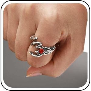 Kahfl-Bague Scorpion Rubis Vintage Bague Scorpion Argent Bague Scorpion Rouge Bague Scorpion Cristal Bague Punk Ajustable Bijoux De Main Pour Femmes - Neuf