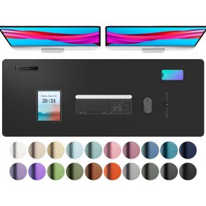 Sous-Main, Tapis De Bureau En Cuir Pu, Tapis De Souris, Protection De Bureau Antid&eacute;rapante, Bloc-Notes De Bureau &Eacute;tanche Pour Le Bureau Et La Maison (122X43Cm,Noir) - Neuf