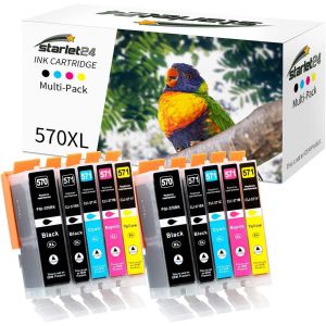 10x Cartouches d'encre Compatibles pour Canon PGI-570 CLI-571 XL pour Pixma MG5700 MG5750 MG5751 MG6800 MG6850 MG7750 TS5000 TS5050(2 PGBK 2 Noir 2 Cyan 2 Magenta 2 Jaune) - Neuf