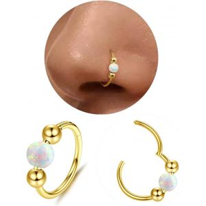Tianyi-Piercing Nez Anneaux Opale Piercings Oreille Acier Chirurgical Anneau Nez Septum Piercing Helix Anneau Nez Or Argent Tragus Daith Conch Cartilage Boucle D'oreille Bijoux 16g/18g/20g 8/9/10mm - Neuf