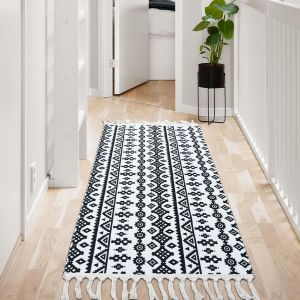 Sjzg-Tapis De Couloir Lavable En Machine - 60 X 120 Cm - Tapis Antid&eacute;rapant Avec Pompons Pour Salon, Chambre &Agrave; Coucher, Cuisine, Chambre D'enfant - 2706 - Neuf