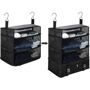 Cube D'Emballage De Voyage Organisateur De Val &Agrave; Suspendre Compression Pliable Organisateur De Bagages &Agrave; Main Pour Les Voyages Oxford De Compression Pour Val S Grand Crochet Noir - Neuf