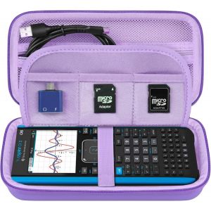 &eacute;tui de t&eacute;l&eacute;phone Ti-nspire CX II Cas/CX II/CX/CX Cas Color Drawing Calculator,Poche Mesh suppl&eacute;mentaire pour c&acirc;ble de Charge,Chargeur,Manuel,Violet - Neuf
