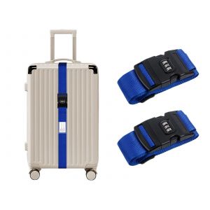 Sangle &agrave; bagages avec cadenas &agrave; combinaison pour valises de 20 &agrave; 34 pouces, bleue - Neuf