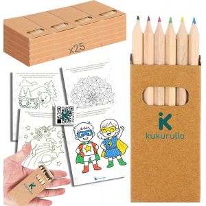 Eryi-Crayons De Couleur Enfants ¿ Lot De 25 Étuis Avec 6 Crayons En Bois + 20 Dessins Pdf Téléchargeables ¿ Cadeau D'anniversaire Enfants, Gadgets Anniversaire Fille, Cadeau Communion - Neuf