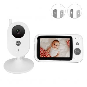 Babyphone Sans Fil 3,2 Pouces, Vision Nocturne Infrarouge, Audio Bidirectionnel, Capteur De Temperature, Detecteur De Pleurs, 100-240 V Us - Neuf